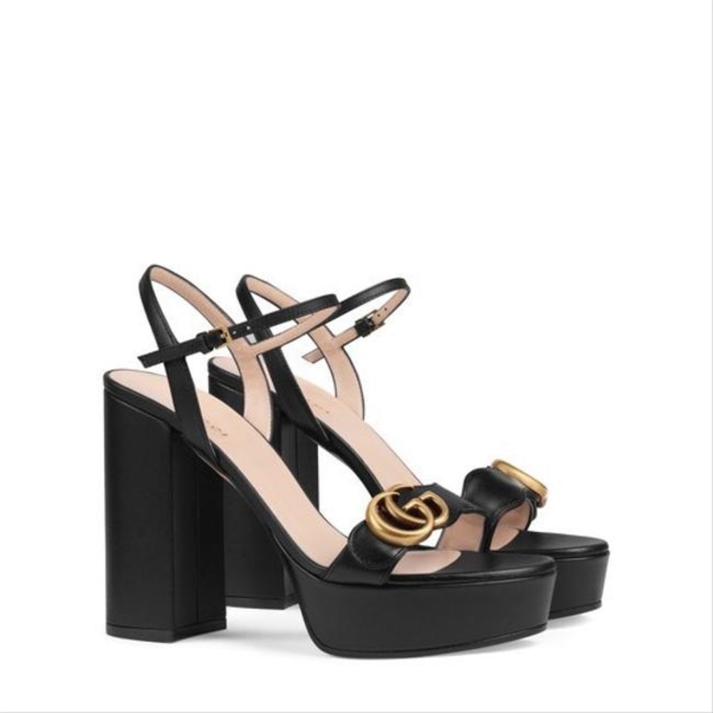 NWT Gucci Black Marmot Platform Heels